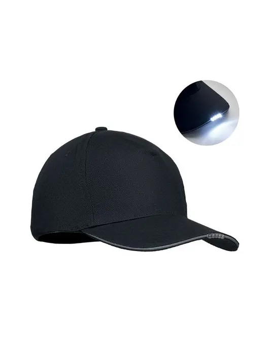 Casquette LED en coton 5 pans personnalisable LUZCAP Matières : plastique Couleurs : rouge givré