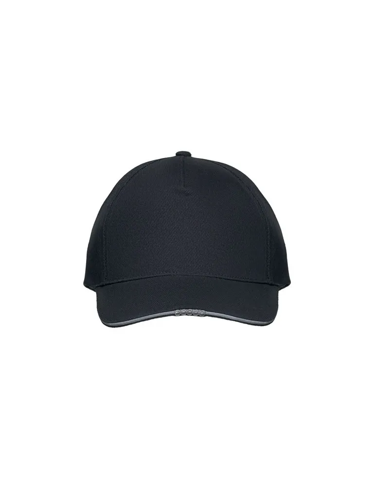Casquette LED en coton 5 pans personnalisable LUZCAP Matières : plastique Couleurs : rouge givré goodies publicitaire événementi