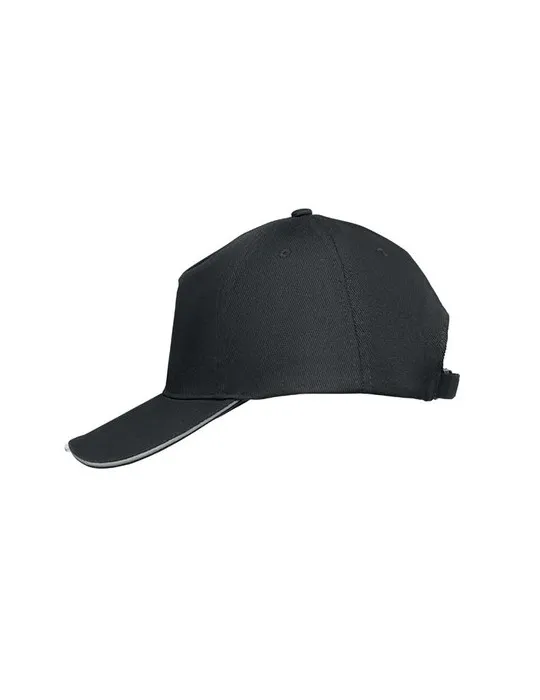 Casquette LED en coton 5 pans personnalisable LUZCAP Matières : plastique Couleurs : rouge givré marquage laser ultra précis