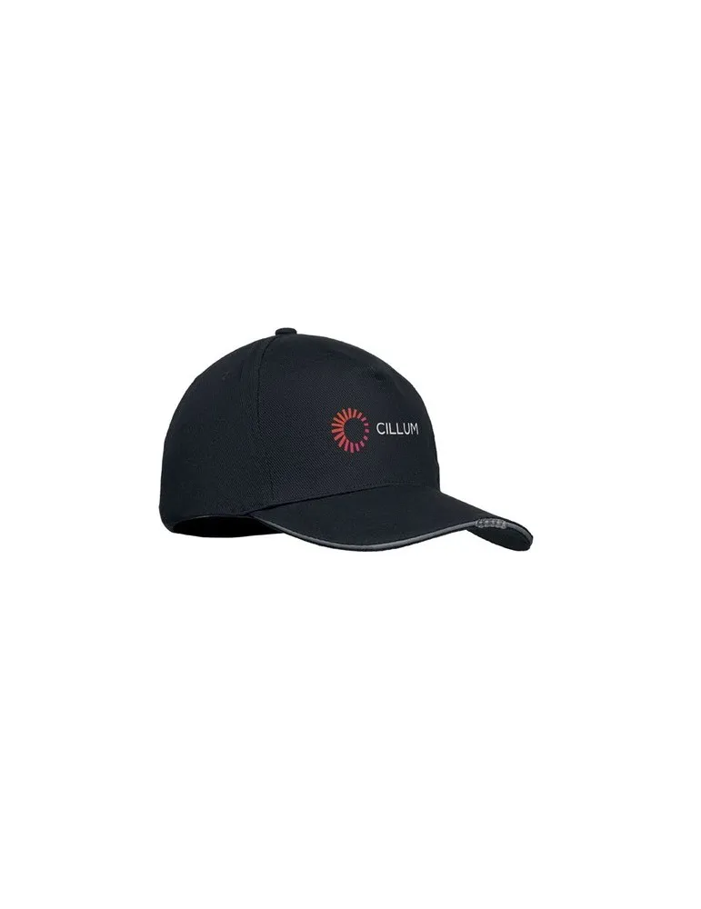 Casquette LED en coton 5 pans personnalisable LUZCAP Matières : plastique Couleurs : rouge givré objet promotionnel éco-responsa