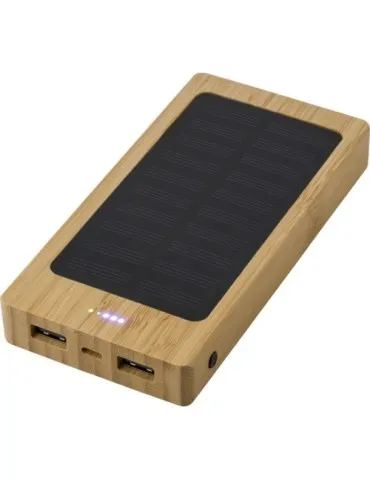 Chargeur solaire en bambou écologique 8 000mAh Joan Matières : plastique Couleurs : pourpre 2