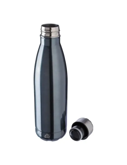 Gourde isotherme personnalisée en acier inoxydable recyclé de 500 ml - Clifford Matières : plastique Couleurs : bleu foncé givré