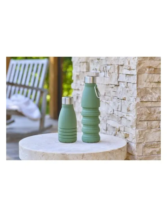 Gourde pliable personnalisée en silicone de 550 ml Erin Matières : silicone Couleurs : vert impression logo haute qualité
