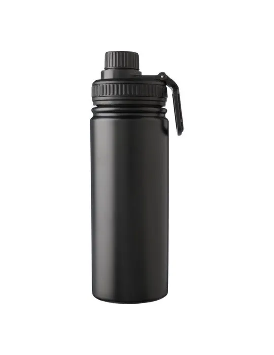 Gourde isotherme personnalisée en acier inoxydable de 500 ml - Chad Couleurs : noir personnalisable avec votre logo