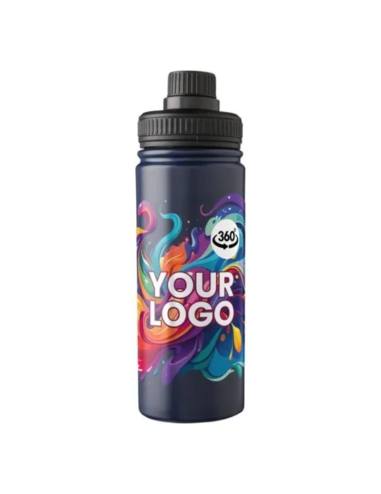 Gourde isotherme personnalisée en acier inoxydable de 500 ml - Chad Couleurs : noir objet promotionnel éco-responsable