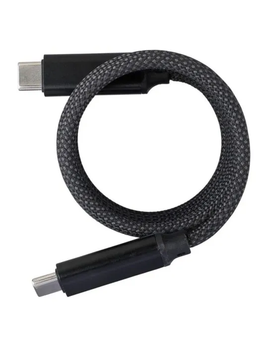 Câble publicitaire de charge et de transfert en nylon 60 W Janet Couleurs : noir Matières : polypropylène (PP) recyclé impressio