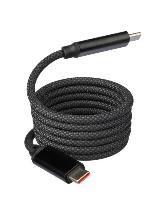 Câble publicitaire de charge et de transfert en nylon 60 W Janet Couleurs : noir Matières : polypropylène (PP) recyclé marquage 