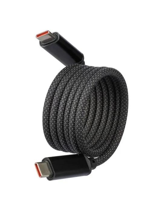 Câble publicitaire de charge et de transfert en nylon 60 W Janet Couleurs : noir Matières : polypropylène (PP) recyclé personnal