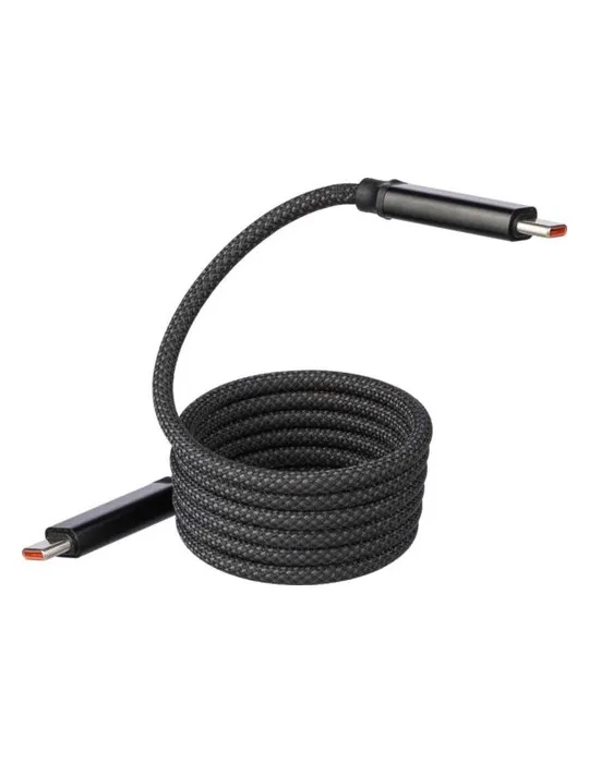 Câble publicitaire de charge et de transfert en nylon 60 W Janet Couleurs : noir Matières : polypropylène (PP) recyclé goodies e