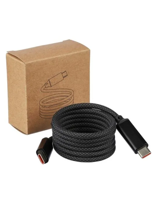 Câble publicitaire de charge et de transfert en nylon 60 W Janet Couleurs : noir Matières : polypropylène (PP) recyclé impressio