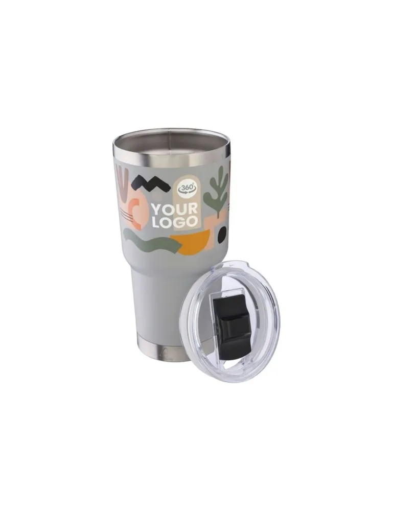 Mug isotherme personnalisé en acier inoxydable recyclé Arnold Couleurs : noir cadeau collaborateur premium