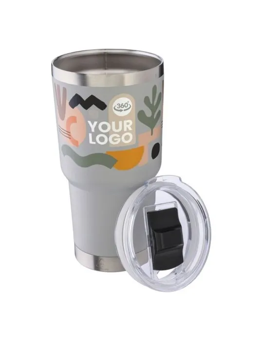 Mug isotherme personnalisé en acier inoxydable recyclé Arnold Couleurs : noir cadeau collaborateur premium