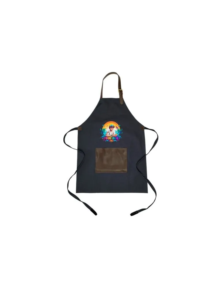 Tablier personnalisé en canvas 450 g/m2 Maria Couleurs : noir Matières : polypropylène (PP) recyclé goodies publicitaire événeme