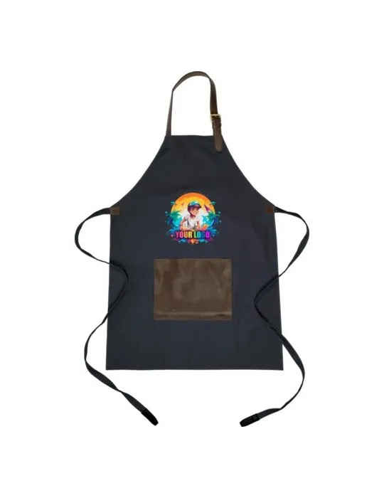 Tablier personnalisé en canvas 450 g/m2 Maria Couleurs : noir Matières : polypropylène (PP) recyclé goodies publicitaire événeme