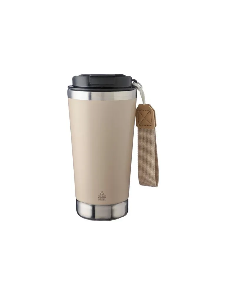 Mug isotherme écologique en acier inoxydable recyclé Kayla Matières : fer Couleurs : jaune marquage laser ultra précis