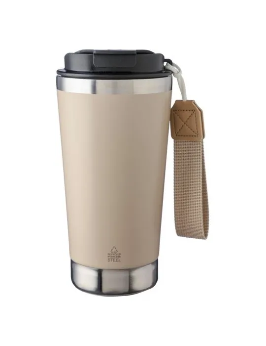 Mug isotherme écologique en acier inoxydable recyclé Kayla Matières : fer Couleurs : jaune marquage laser ultra précis