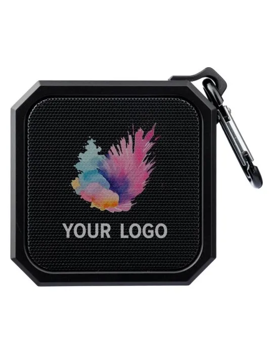 Enceinte sans fil publicitaire en ABS recyclé Lori Matières : non tissé Couleurs : argenté goodies publicitaire événementiel