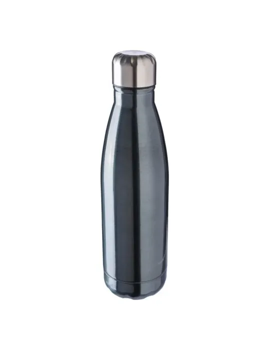 Gourde écologique en acier inoxydable recyclé de 650 ml personnalisée Cliff Matières : coton Couleurs : gris foncé marquage coul