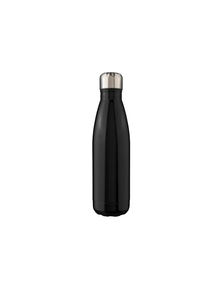 Gourde écologique en acier inoxydable recyclé de 650 ml personnalisée Cliff Matières : cuir recyclé Couleurs : noir cadeau entre