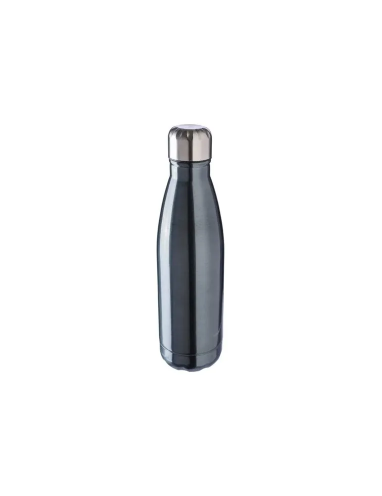 Gourde écologique en acier inoxydable recyclé de 650 ml personnalisée Cliff Matières : cuir recyclé Couleurs : noir cadeau affai