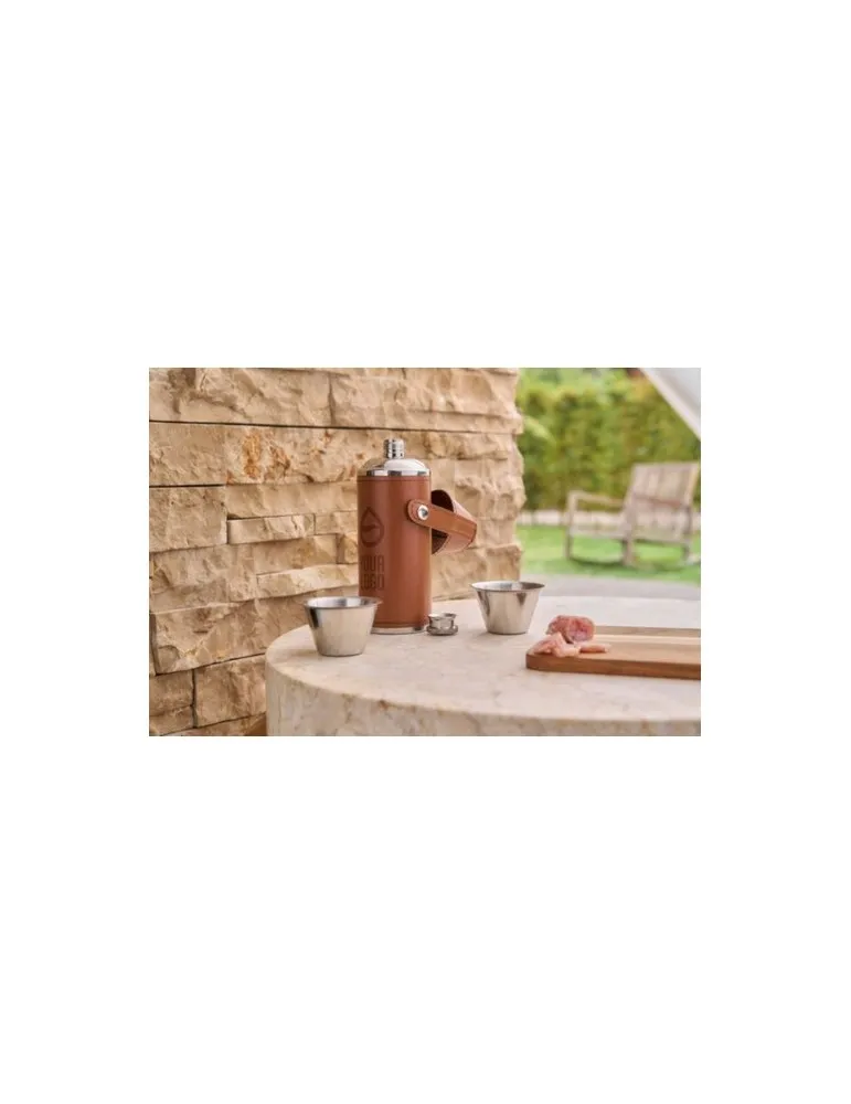 Gourde personnalisée de 230 ml en acier inoxydable recyclé - Brock Matières : Synthétique Couleurs : blanc personnalisation rapi