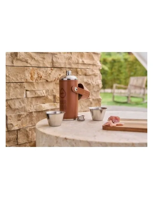 Gourde personnalisée de 230 ml en acier inoxydable recyclé - Brock Matières : Synthétique Couleurs : blanc personnalisation rapi