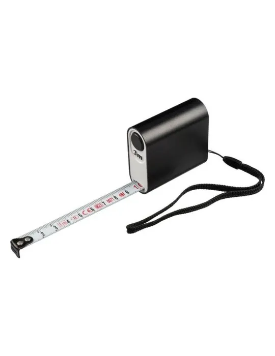 Mètre-ruban publicitaire en aluminium de 3 m Frances Matières : bois Couleurs : bois goodies entreprise design