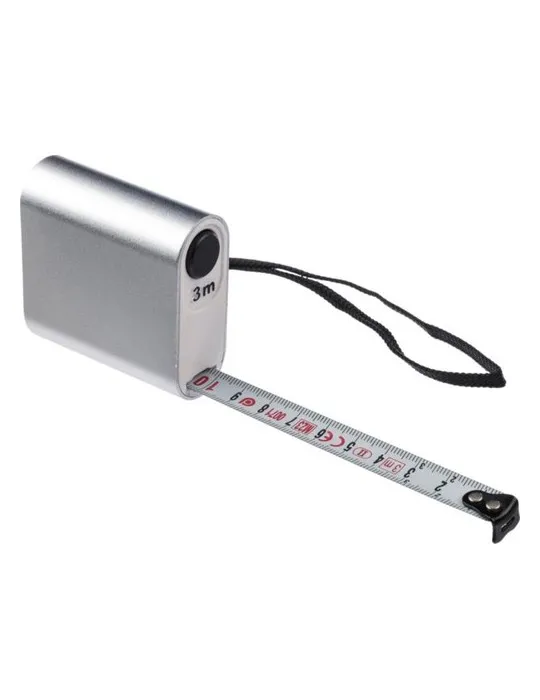 Mètre-ruban publicitaire en aluminium de 3 m Frances Matières : bois Couleurs : bois objet promo petit budget