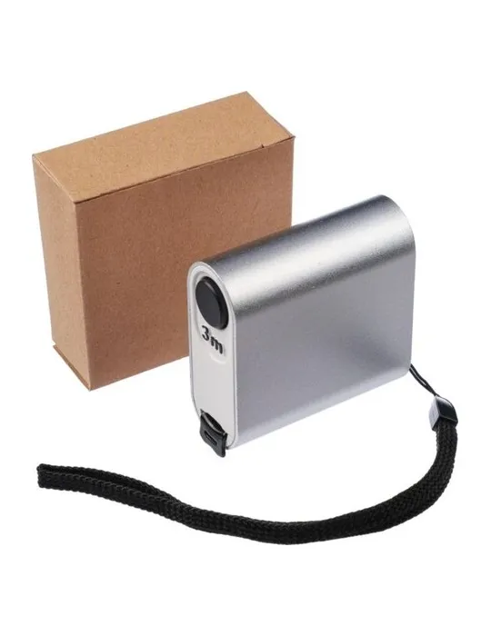 Mètre-ruban publicitaire en aluminium de 3 m Frances Matières : aluminium Couleurs : anthracite cadeau affaires élégant