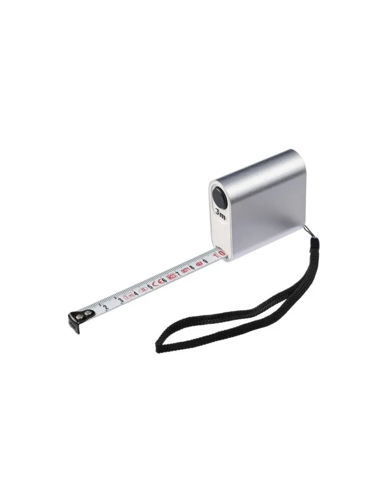 Mètre-ruban publicitaire en aluminium de 3 m Frances Matières : aluminium Couleurs : anthracite personnalisation sur mesure