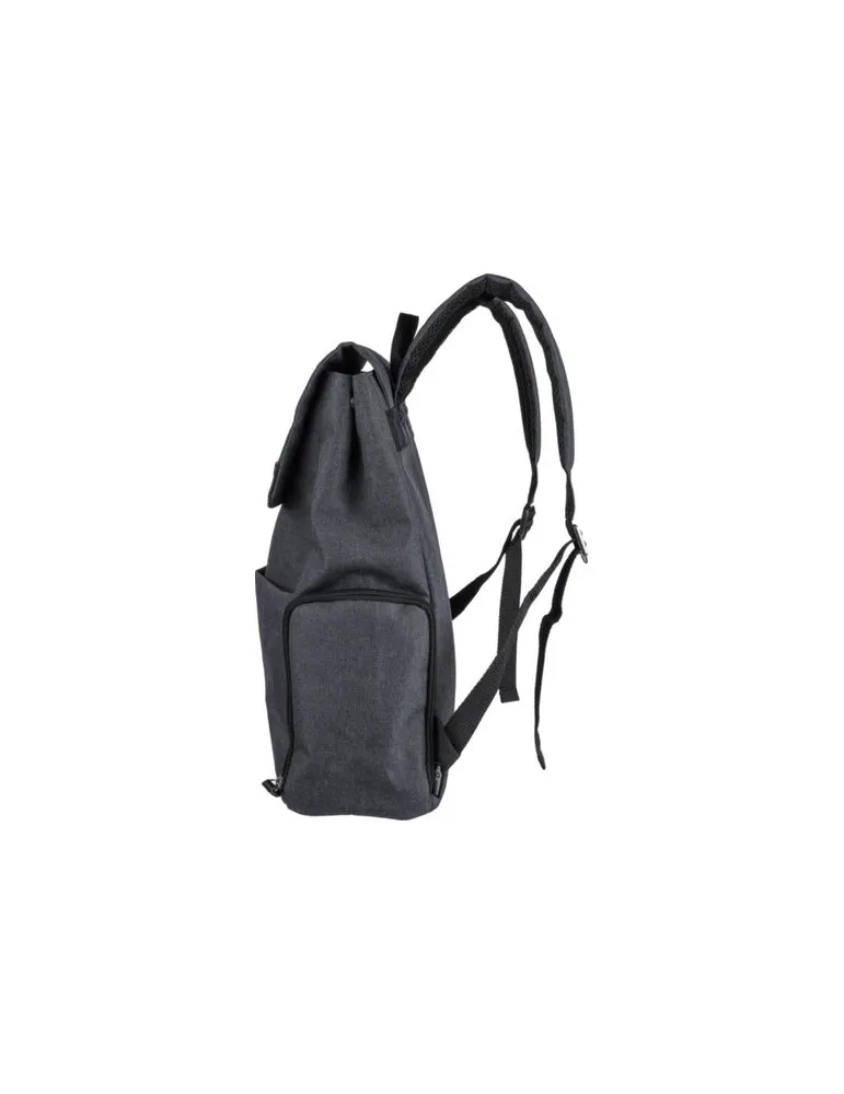 Sac à dos personnalisé en polyester 600D pour ordinateur portable 15'' Dennis Couleurs : noir marquage laser ultra précis