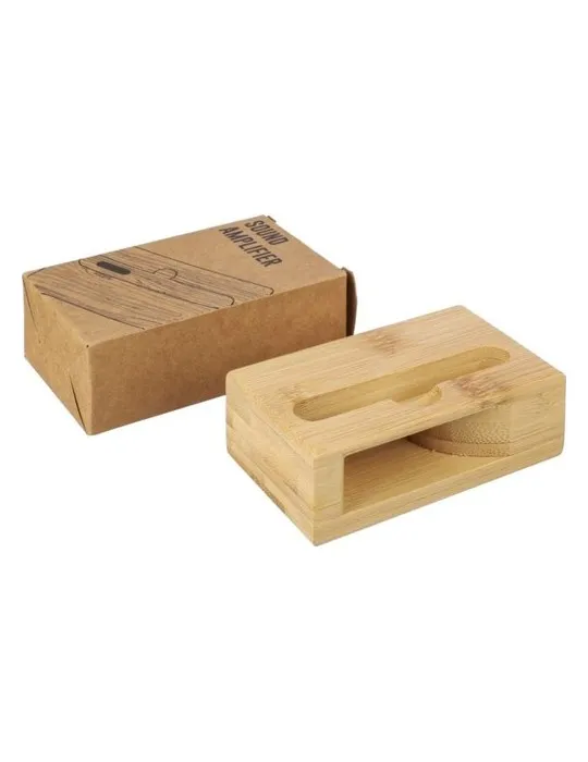 Support personnalisé en bambou pour téléphone Albert Matières : acier inoxydable Couleurs : noir goodies publicitaire événementi