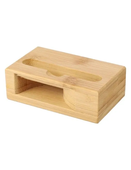 Support personnalisé en bambou pour téléphone Albert Matières : acier inoxydable Couleurs : noir objet publicitaire robuste