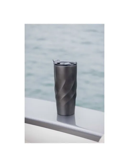 Mug nomade pliable écologique en acier inoxydable Calix XL Brandcharger Couleurs : rouge marquage laser ultra précis