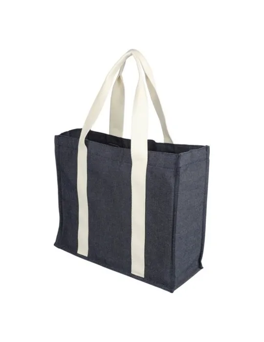 Sac shopping écologique en denim 280 g/m2 Gretchen Couleurs : bleu goodies publicitaire événementiel