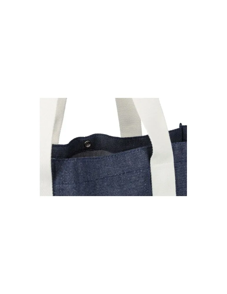 Sac shopping écologique en denim 280 g/m2 Gretchen Couleurs : bleu marquage laser ultra précis
