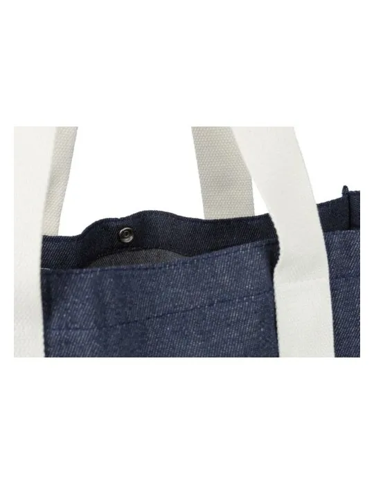 Sac shopping écologique en denim 280 g/m2 Gretchen Couleurs : bleu marquage laser ultra précis