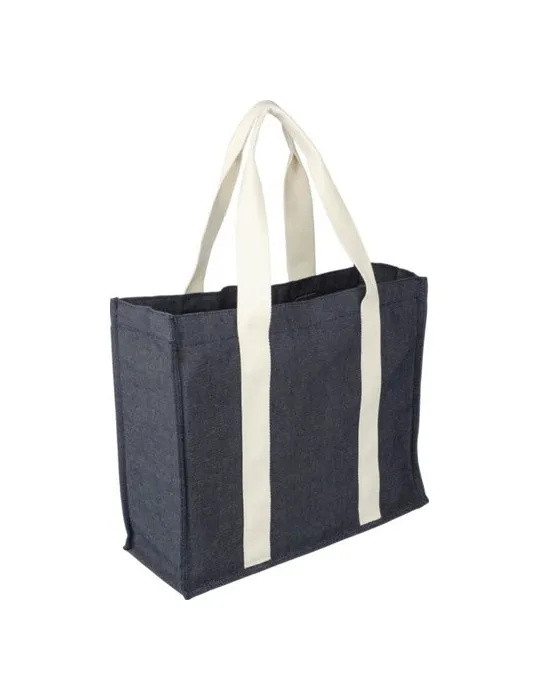 Sac shopping écologique en denim 280 g/m2 Gretchen Couleurs : bleu objet promotionnel éco-responsable