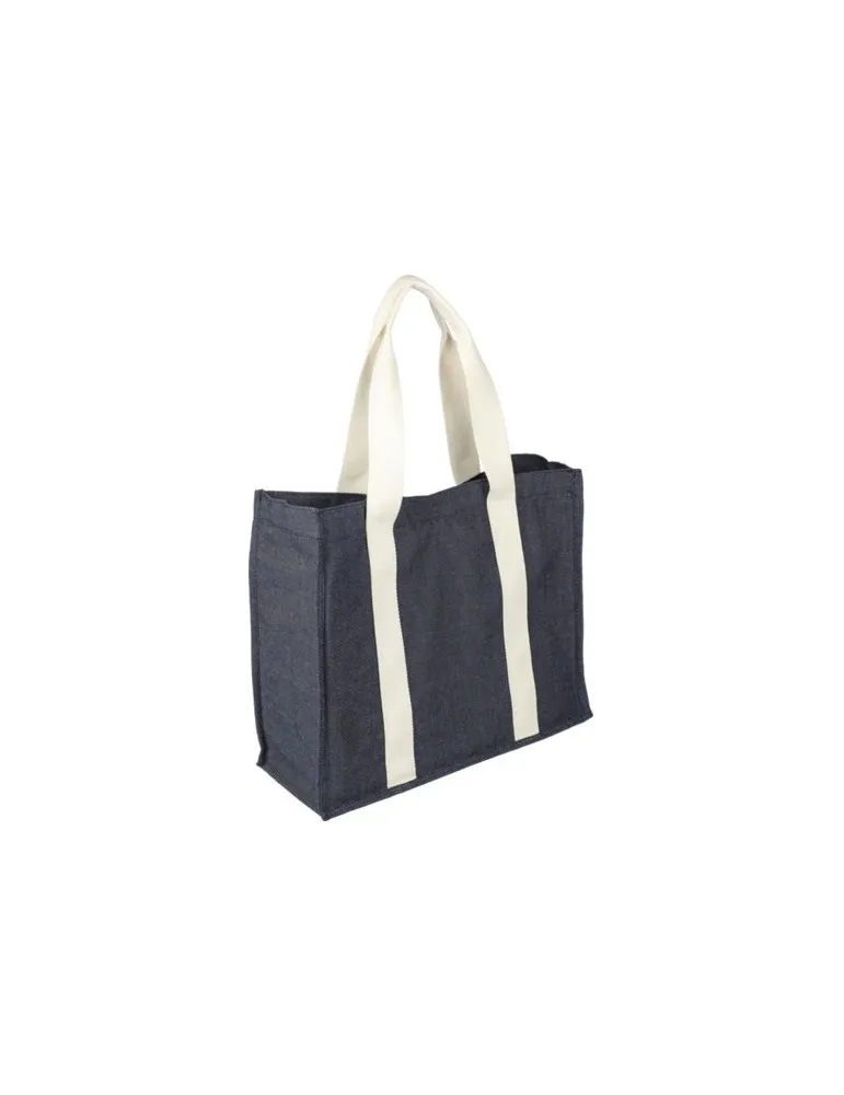 Sac shopping écologique en denim 280 g/m2 Gretchen Couleurs : bleu cadeau collaborateur premium