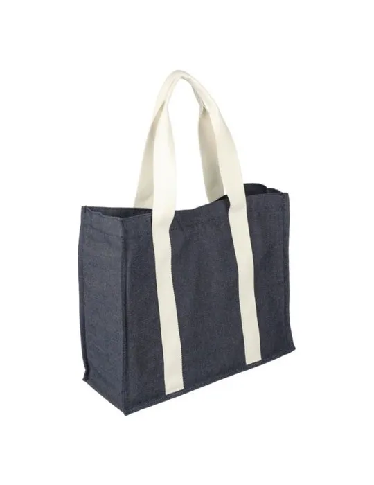 Sac shopping écologique en denim 280 g/m2 Gretchen Couleurs : bleu cadeau collaborateur premium