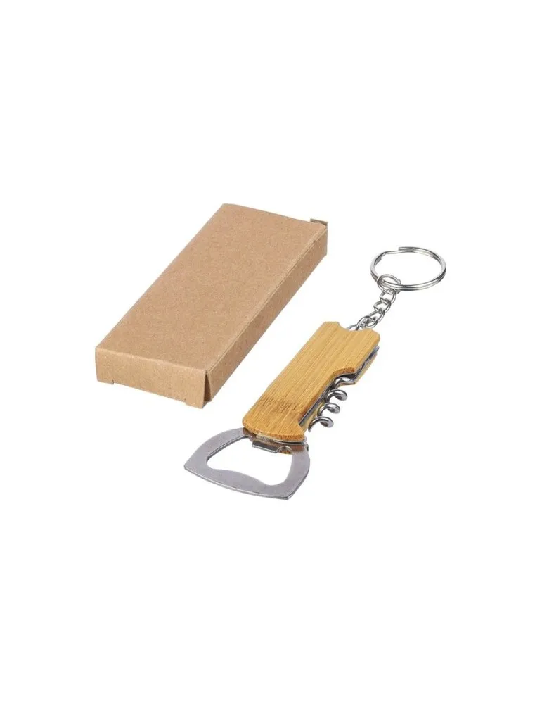 Porte-clés décapsuleur en bambou personnalisé Stuart Matières : acier inoxydable Couleurs : argenté personnalisation rapide en F
