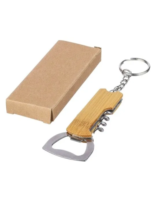 Porte-clés décapsuleur en bambou personnalisé Stuart Matières : acier inoxydable Couleurs : argenté personnalisation rapide en F
