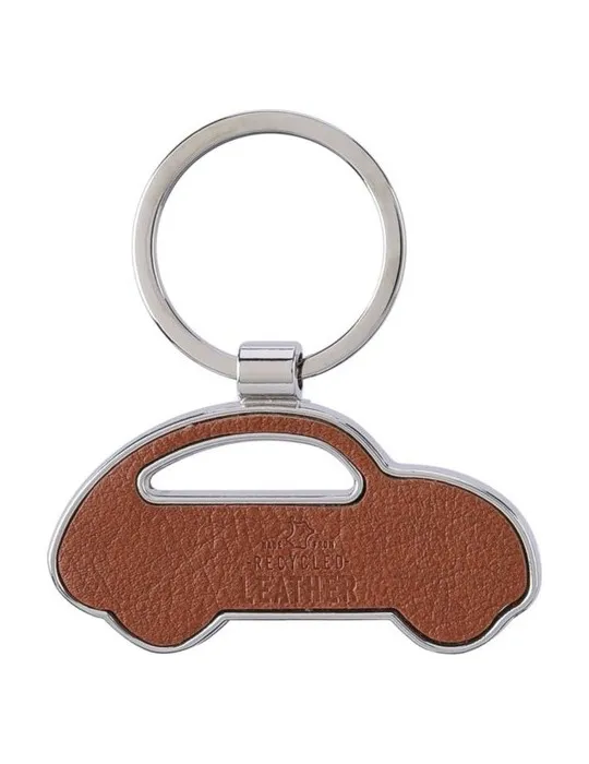 Porte-clé écologique en cuir recyclé - Joan Matières : acier inoxydable Couleurs : doré