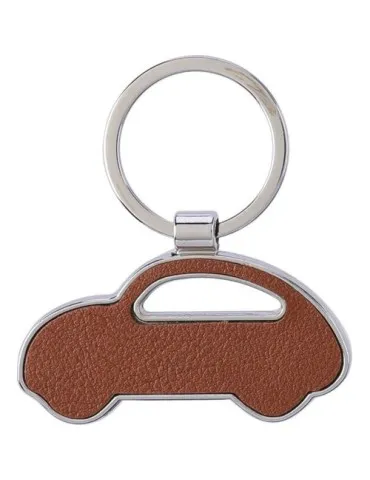 Porte-clé écologique en cuir recyclé - Joan Matières : acier inoxydable Couleurs : doré 2