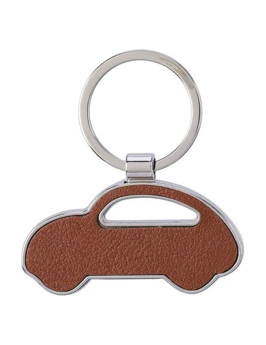 Porte-clé écologique en cuir recyclé - Joan Matières : acier inoxydable Couleurs : doré cadeau entreprise pas cher