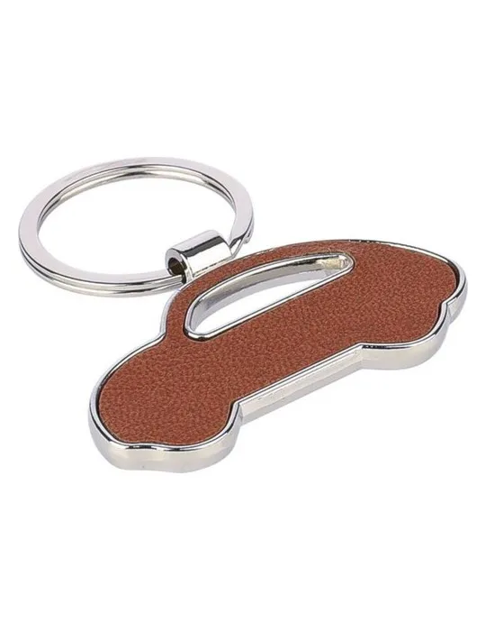 Porte-clé écologique en cuir recyclé - Joan Matières : acier inoxydable Couleurs : doré livraison express 24h 48h