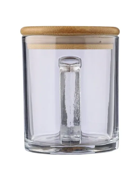 Mug écologique de 300 ml en verre recyclé et bambou - Ashley Matières : paille Couleurs : blanc Pointure : 36/38 marquage laser 