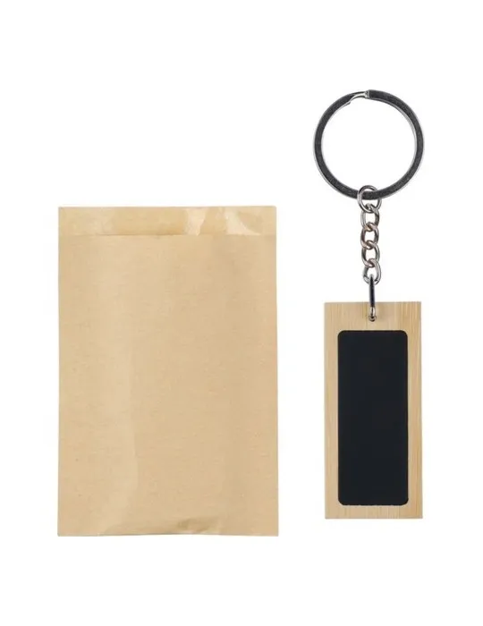 Porte-clé publicitaire en bambou - Geoffrey Matières : métal Couleurs : doré impression haute définition