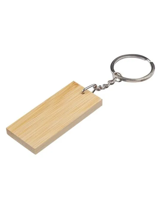 Porte-clé publicitaire en bambou - Geoffrey Matières : métal Couleurs : doré marquage laser ultra précis