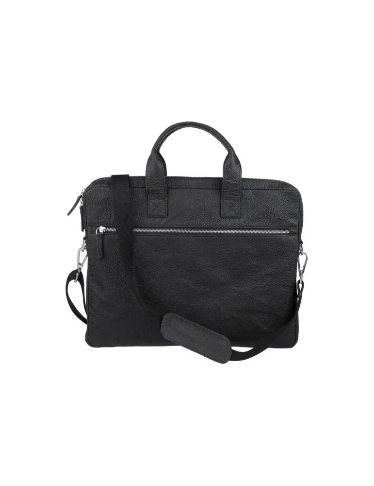 Sacoche publicitaire en peau de tomate pour ordinateur de 15'' Lillian Matières : bambou Couleurs : noir cadeau entreprise pas c